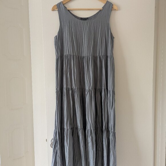Eileen Fisher-Crushed Silk Habutai Tiered Dress Size XS - Excellent Condition - Picture 4 of 5